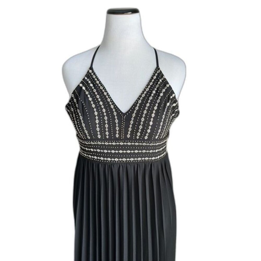 Lulus Glamorous Gala Black Embroidered Maxi Dress Pleated Skirt Black Size XS - Picture 3 of 8